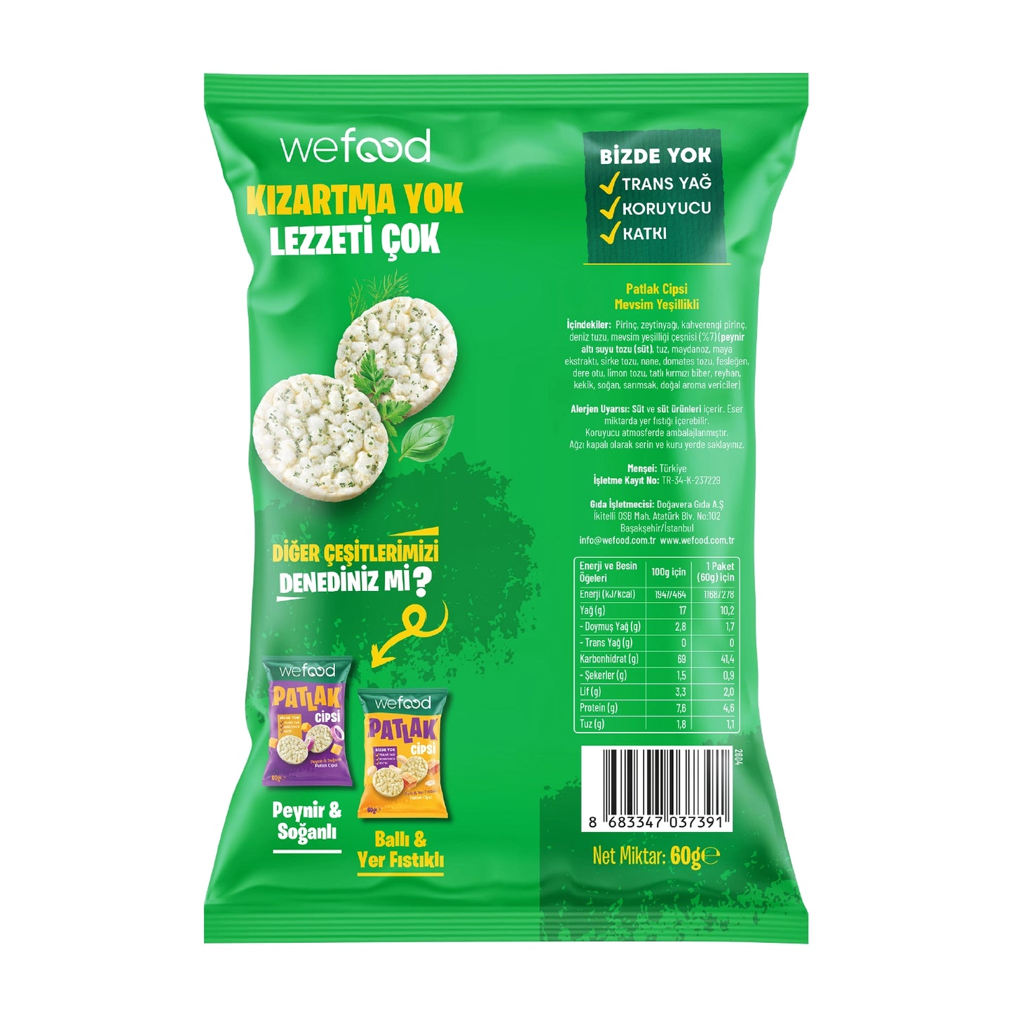 Wefood Mevsim Yeşillikli Patlak Cipsi 60 g 8'li