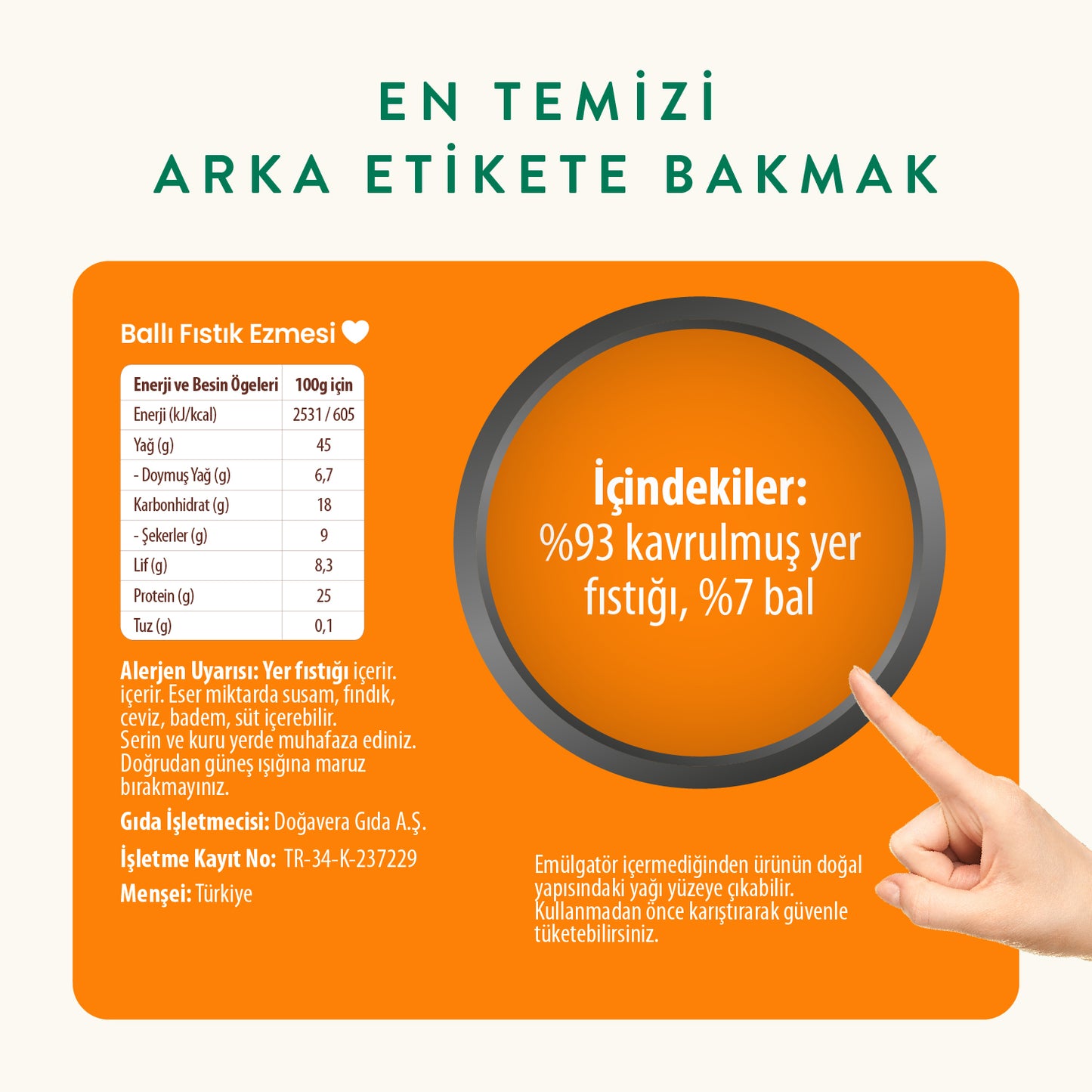 Wefood Şekersiz Ham Ballı Fıstık Ezmesi 300 gr (Fıstık Parçacıklı)