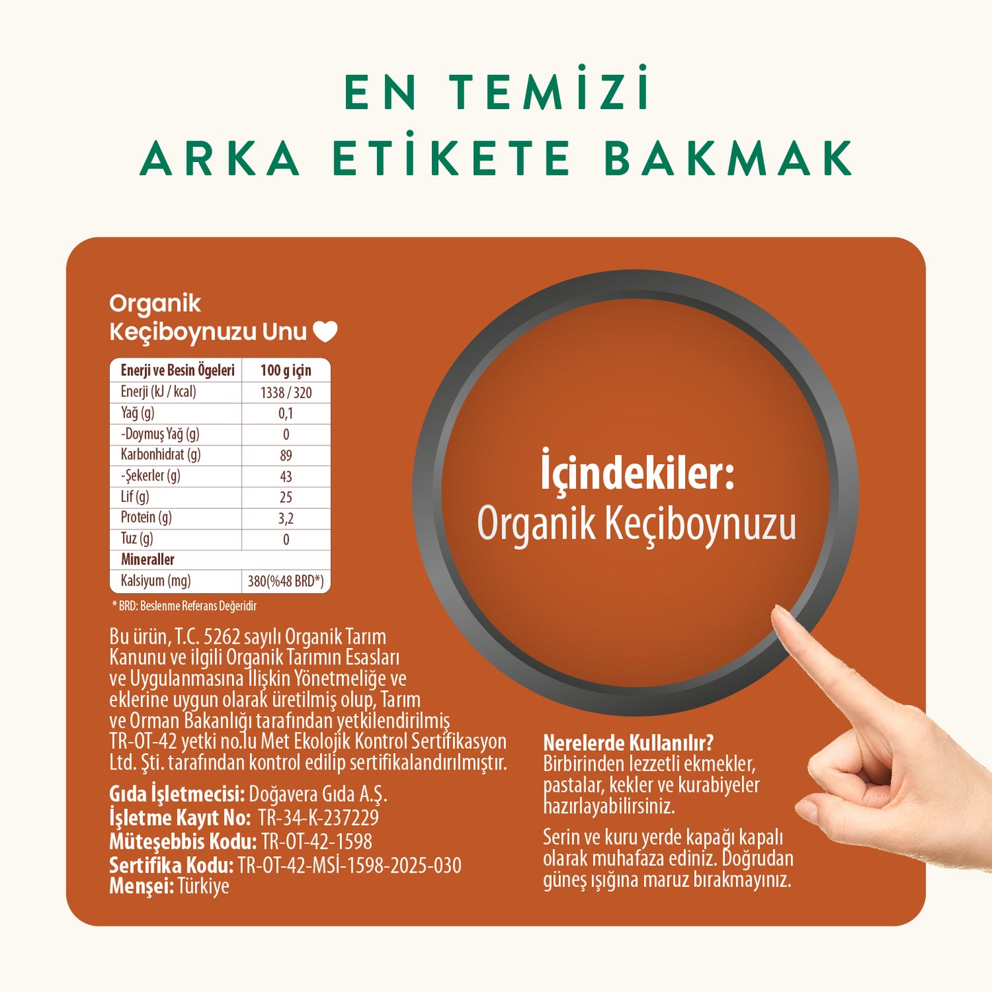 Wefood Organik Glutensiz Keçiboynuzu Unu 320 gr