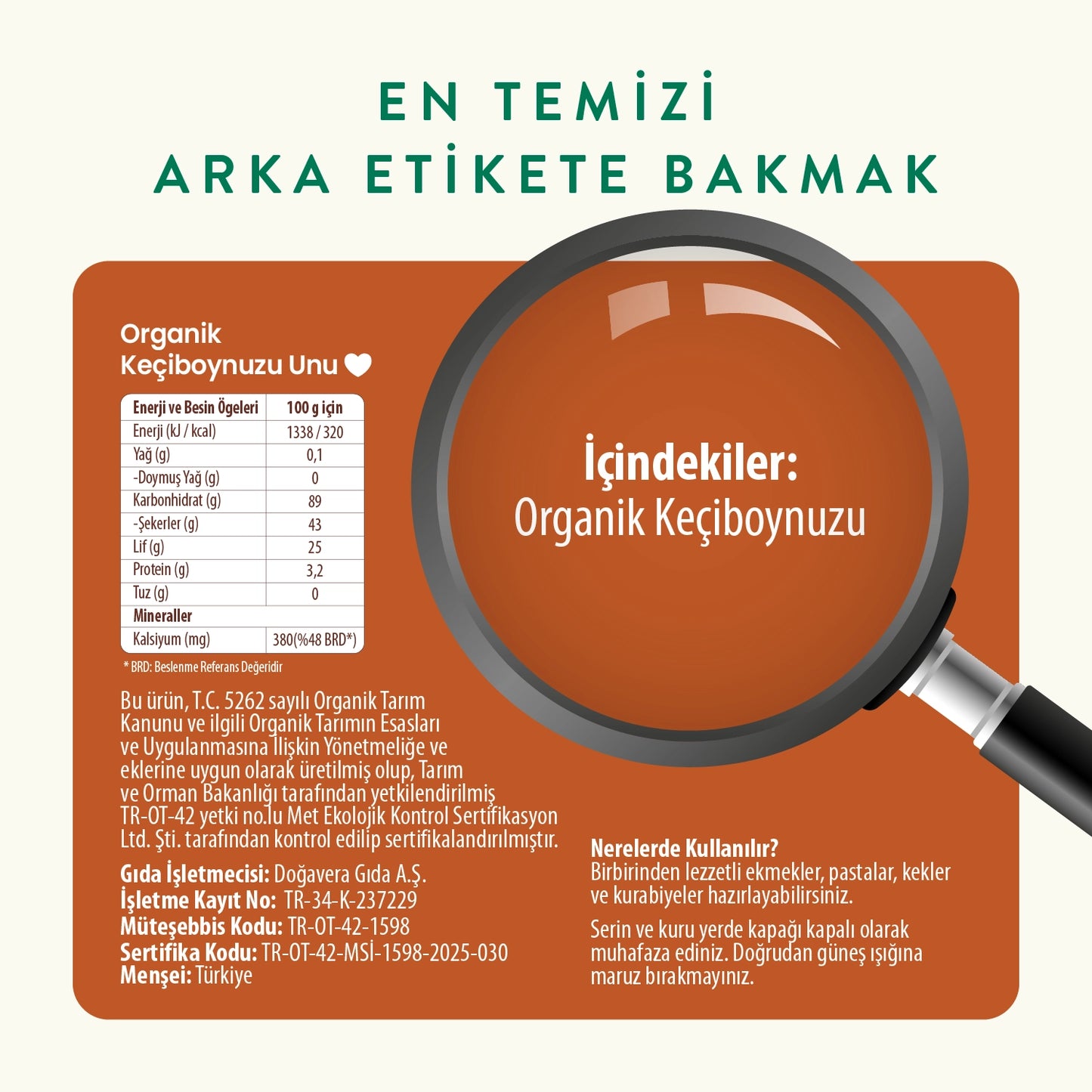 Wefood Organik Glutensiz Keçiboynuzu Unu 320 gr