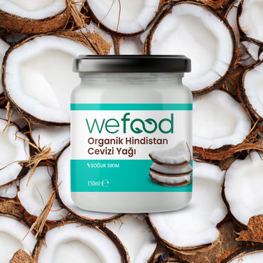 Wefood Organik Hindistan Cevizi Yağı 150 ml 2'li(Organik Sertifikalı, Soğuk Sıkım)