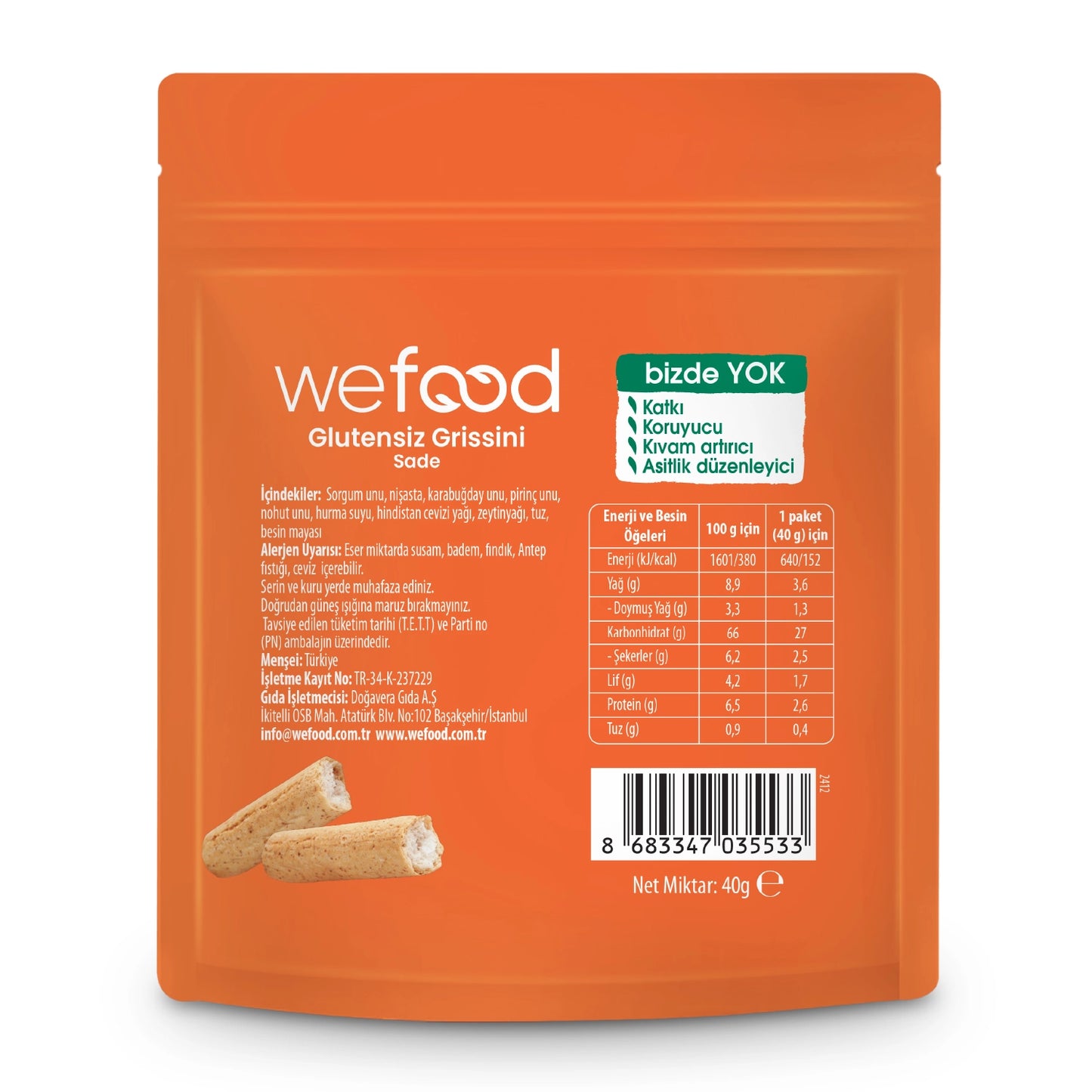 Wefood Glutensiz Grissini Sade 40 g