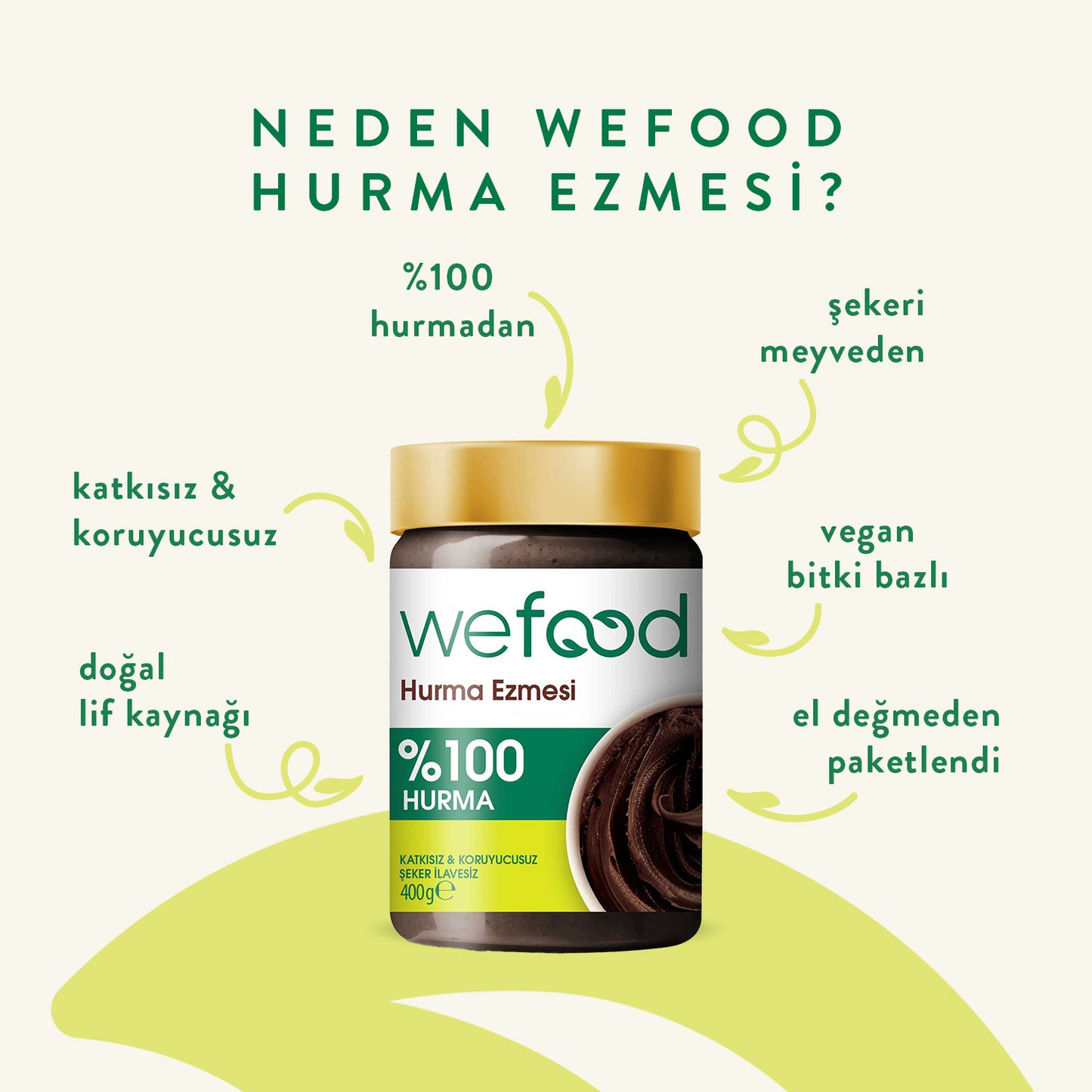 Wefood %100 Sade Hurma Ezmesi 400 gr