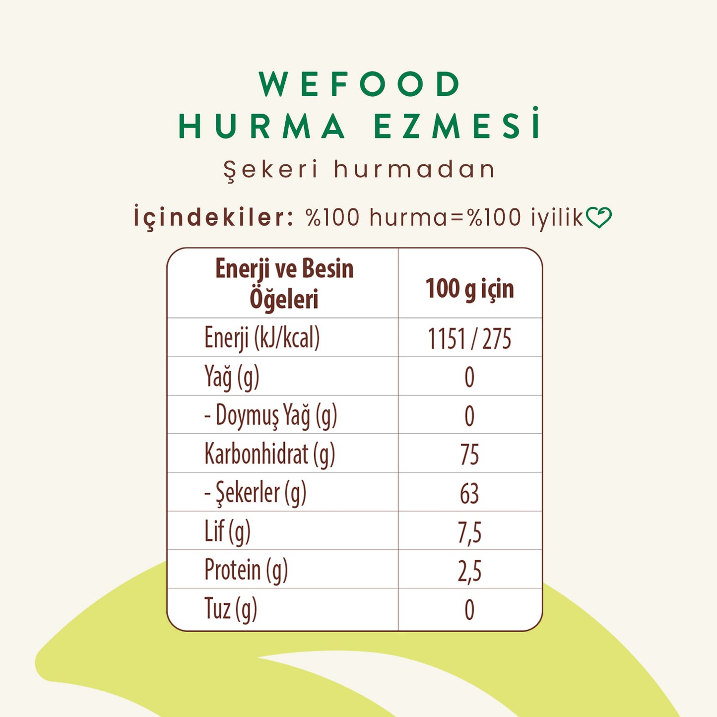 Wefood %100 Sade Hurma Ezmesi 400 gr