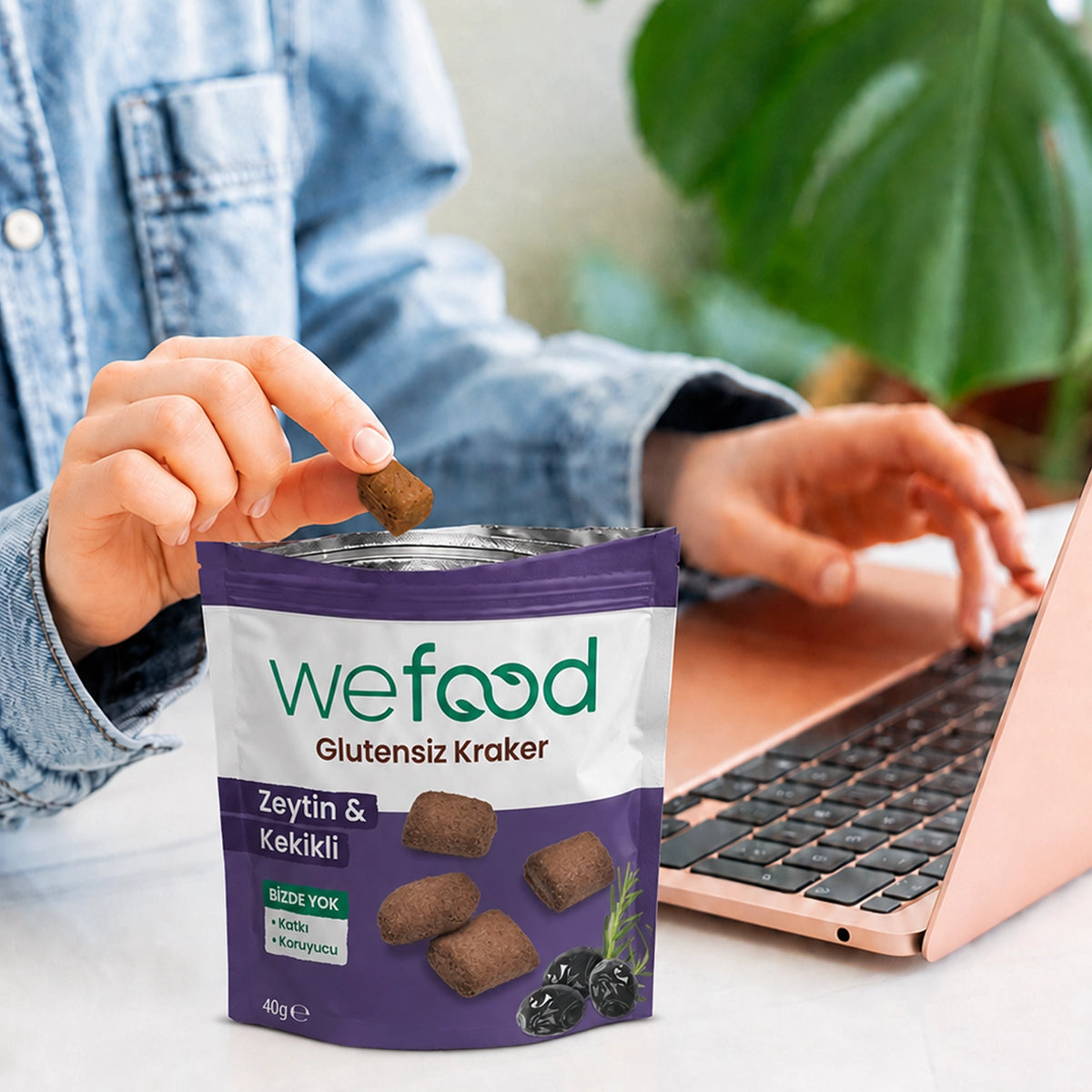 Wefood Glutensiz Zeytinli & Kekikli Kraker 40 g 3'lü