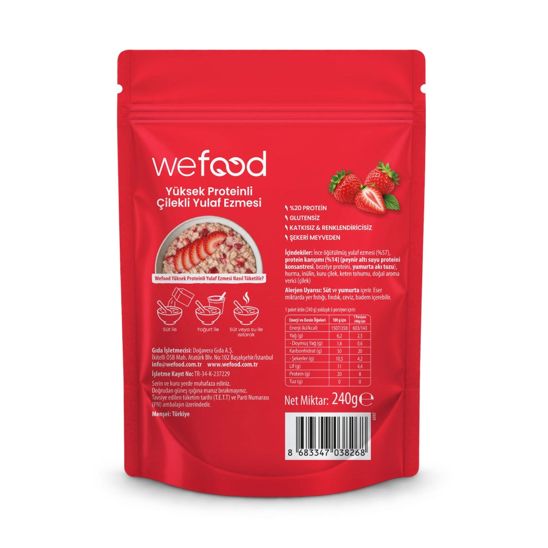 Wefood Yüksek Proteinli Çilekli Yulaf Ezmesi 240 gr