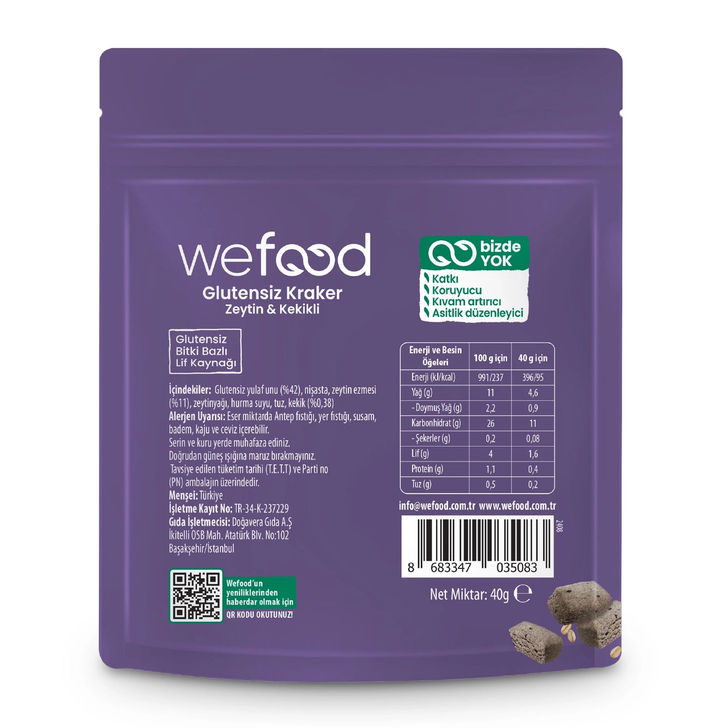 Wefood Glutensiz Zeytinli & Kekikli Kraker 40 gr