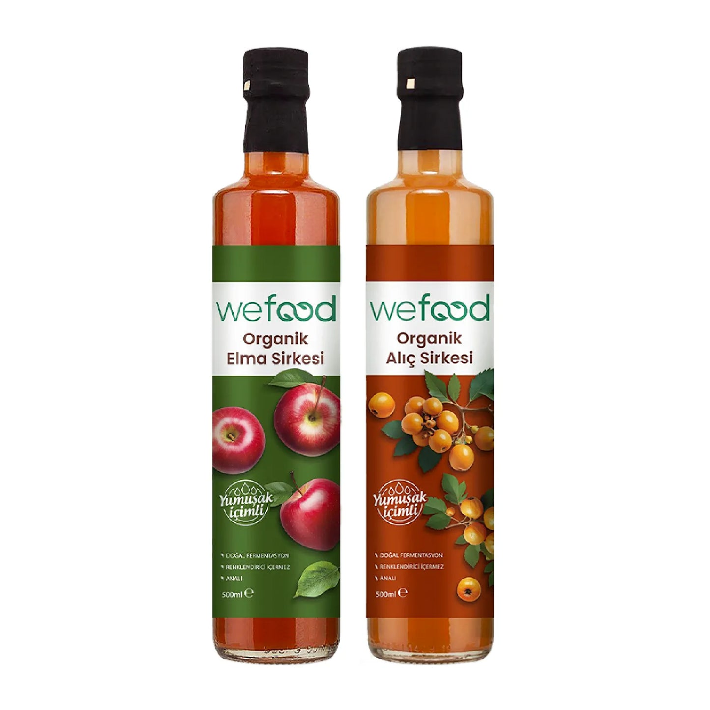 Wefood Organik Alıç Sirkesi 500 ml + Wefood Organik Elma Sirkesi 500 ml