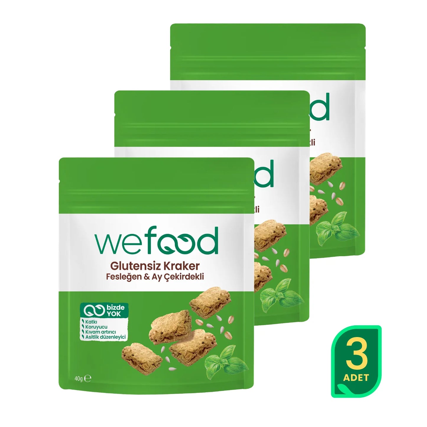 Wefood Fesleğenli Kraker 40 gr 3'lü