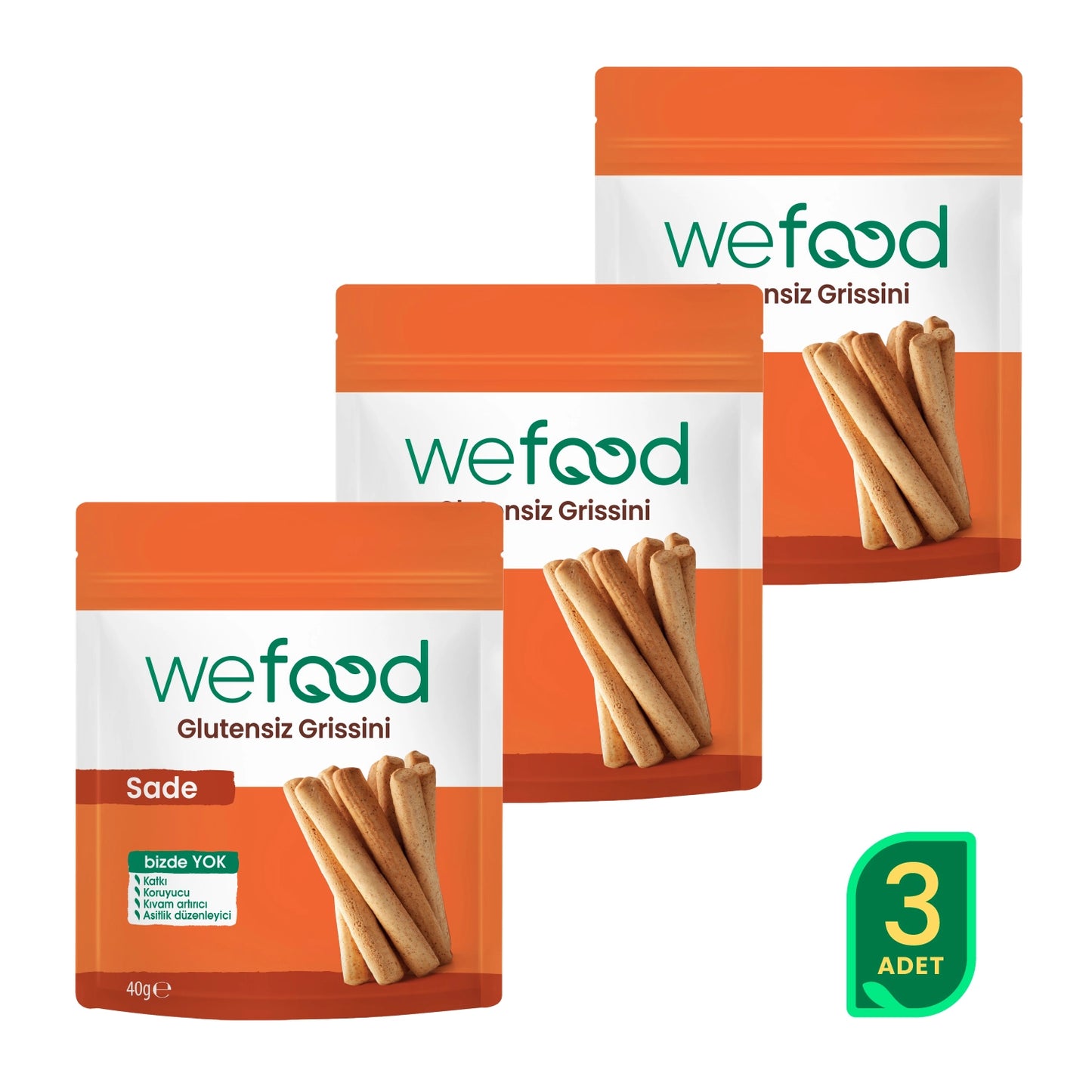 Wefood Glutensiz Grissini Sade 40 g 3'lü