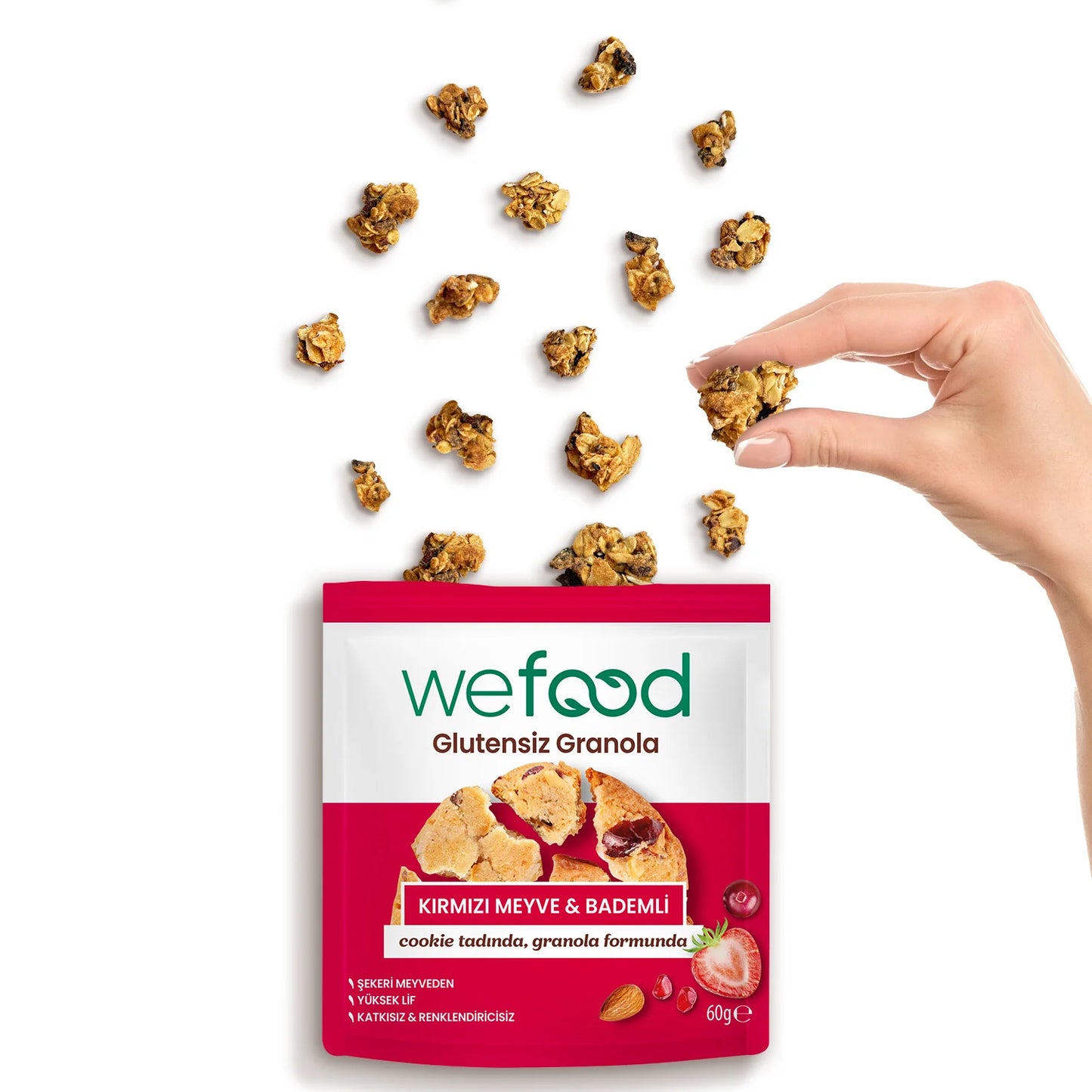 Glutensiz Granola Bites Kırmızı Meyve & Bademli 60 gr