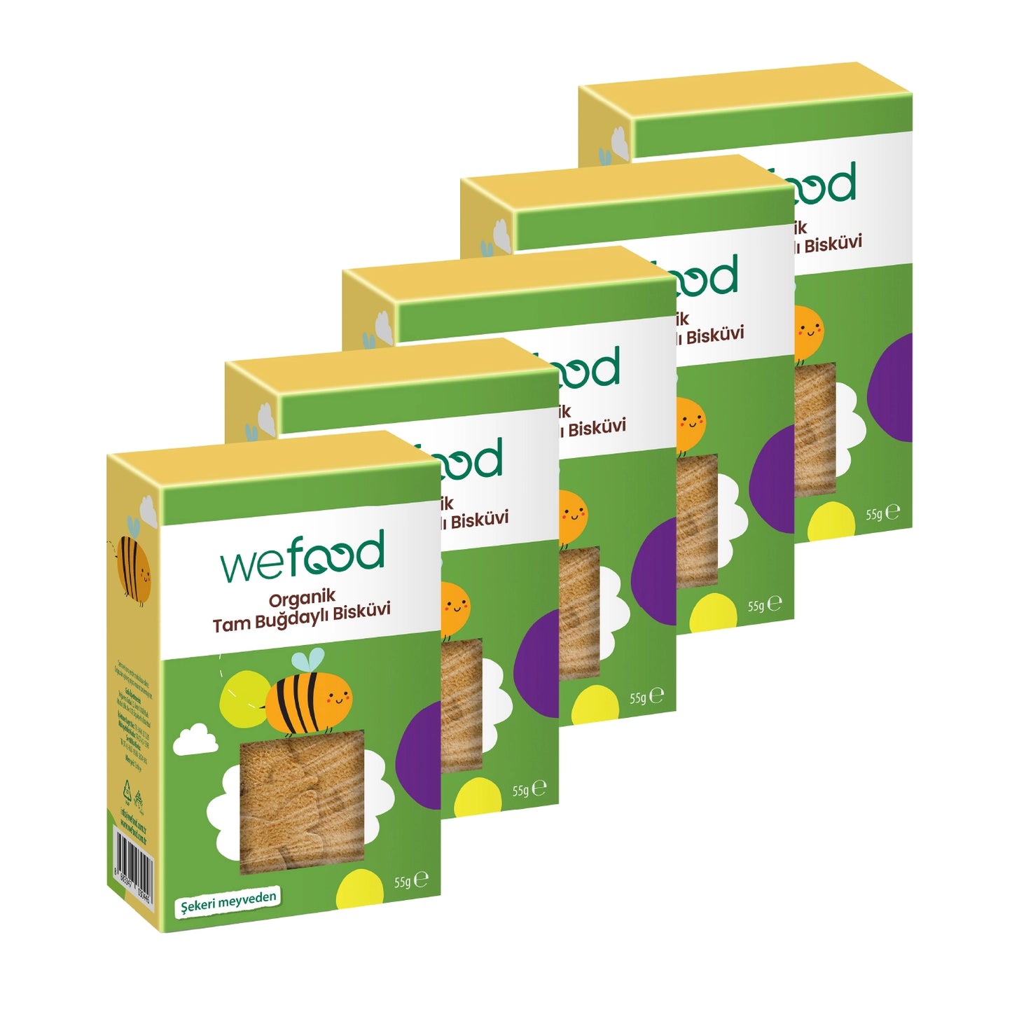 Wefood Kids Organik Tam Buğdaylı Bisküvi 55 gr 5'li