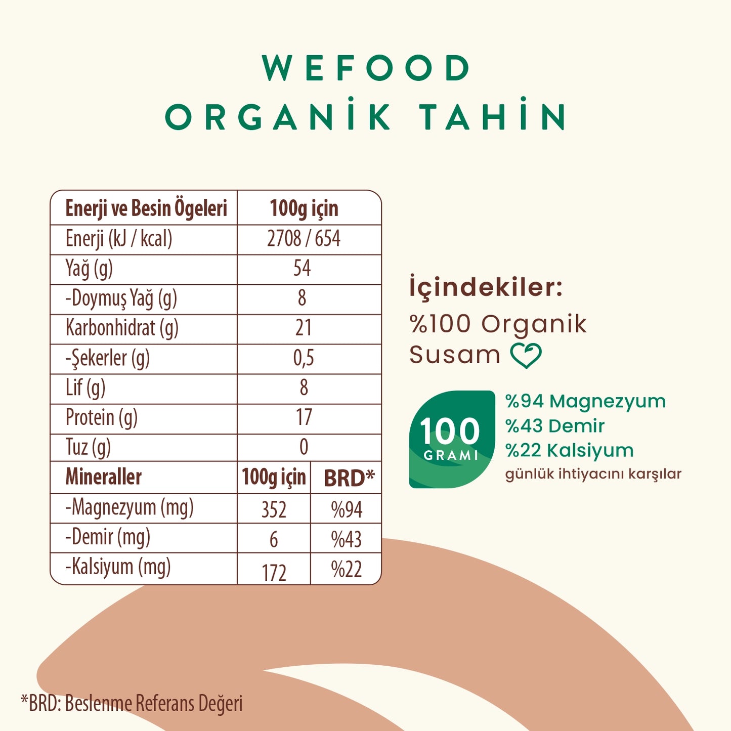 Wefood Organik Tahin 600 gr 3'lü