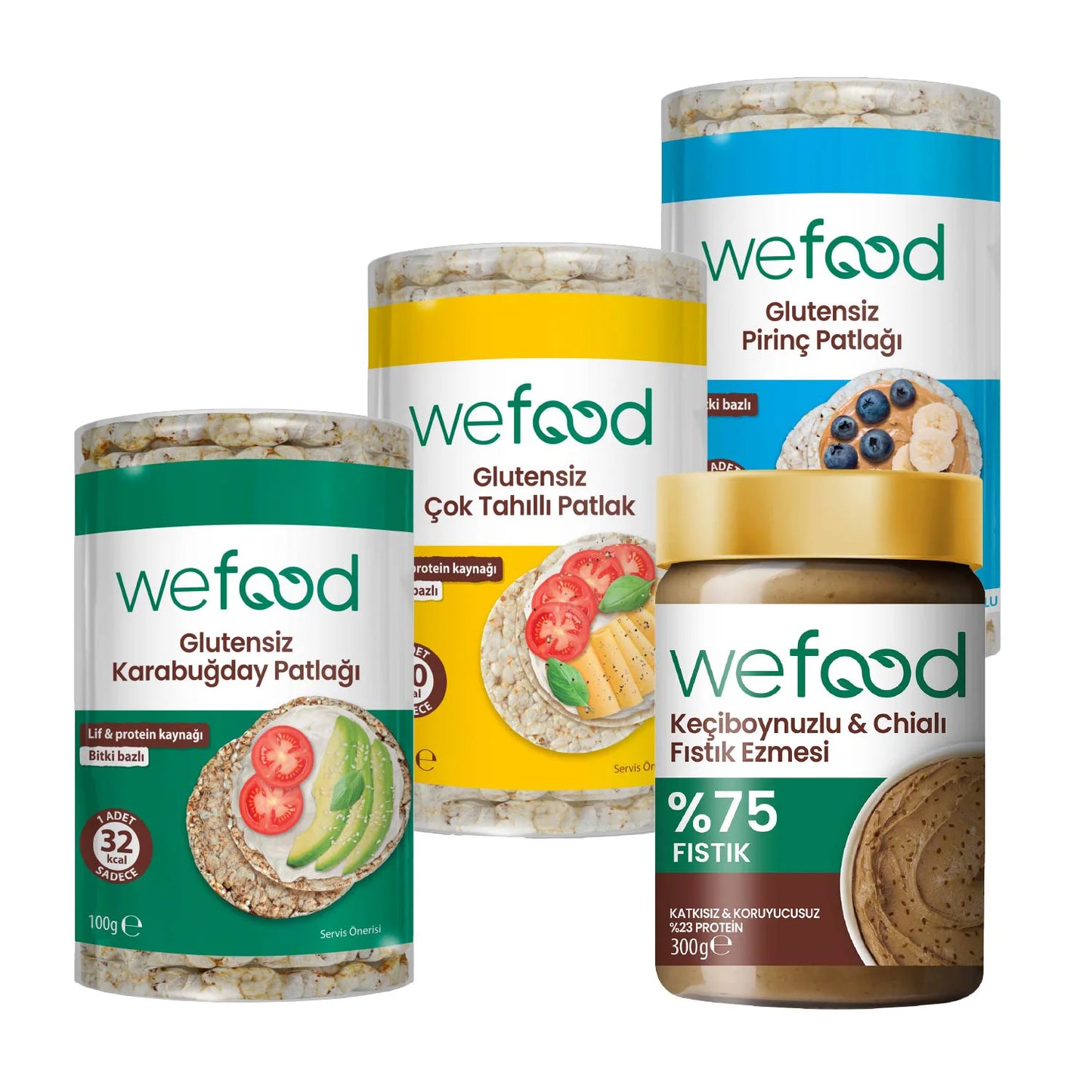 Wefood Keçiboynuzlu & Chialı Fıstık Ezmesi 300 g + Wefood Patlak Deneme Paketi