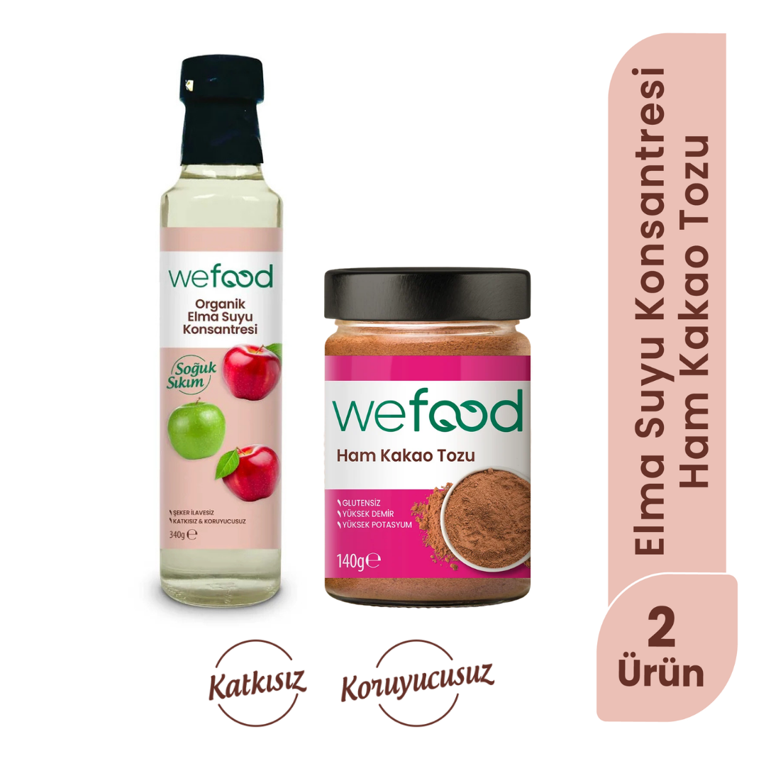 Wefood Ham Kakao Tozu 140 gr + Wefood Organik Elma Suyu Konsantresi 340 gr