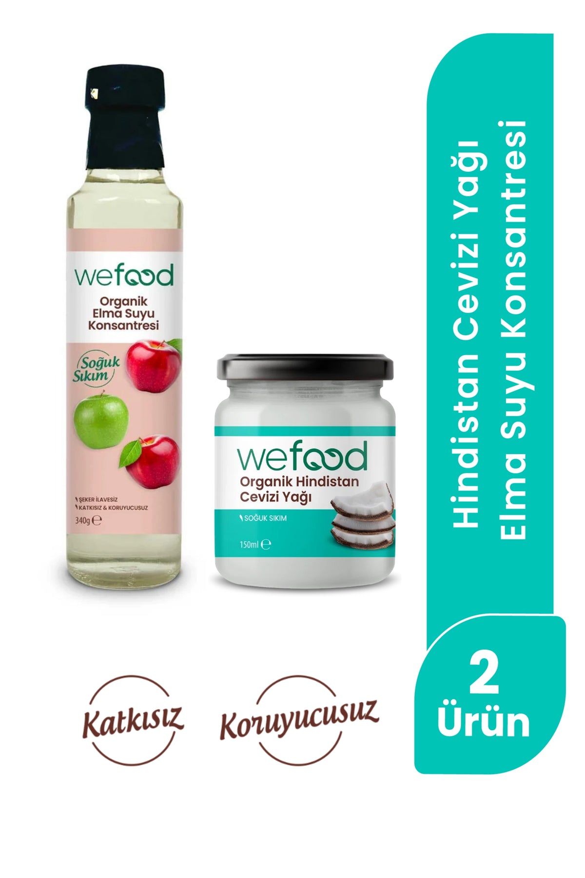 Wefood Organik Hindistan Cevizi Yağı 150 ml + Wefood Organik Elma Suyu Konsantresi 340 ml
