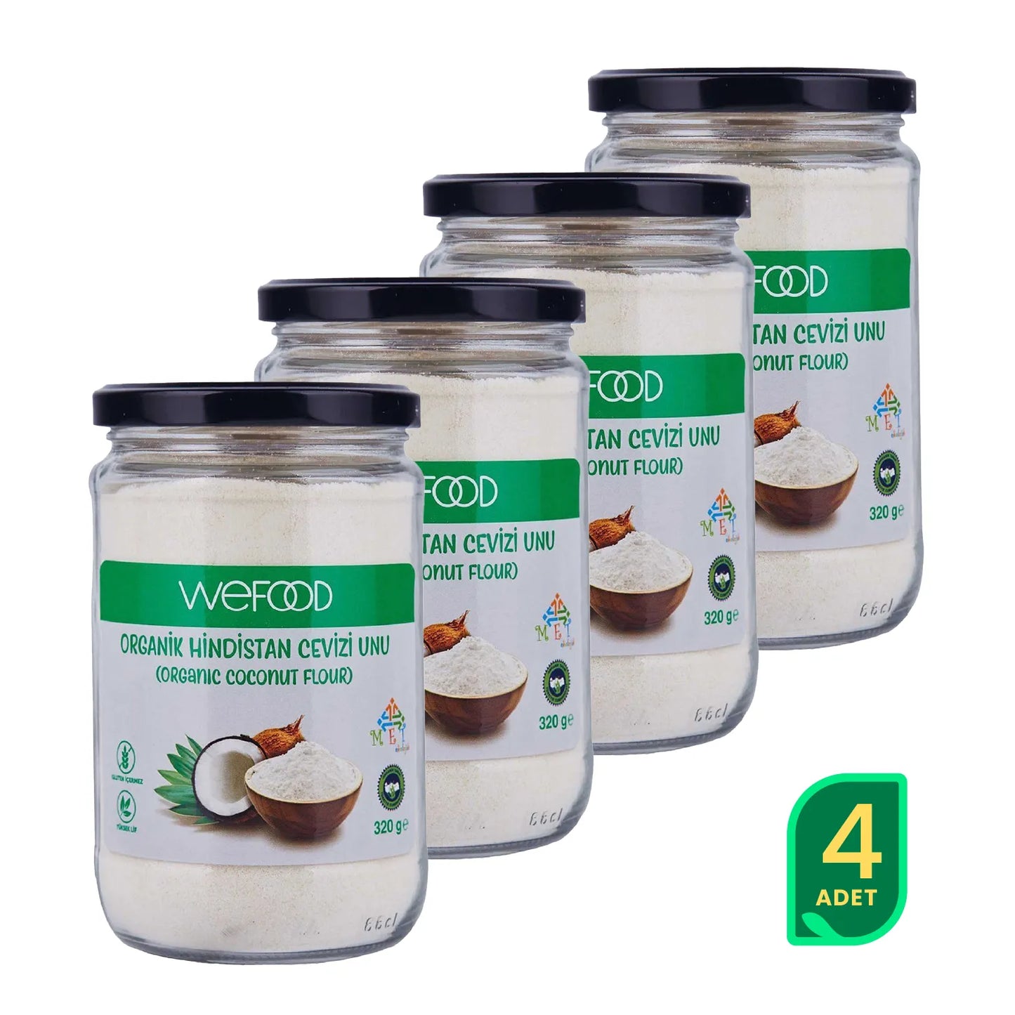 Wefood Organik Hindistan Cevizi Unu 320 gr 4'lü