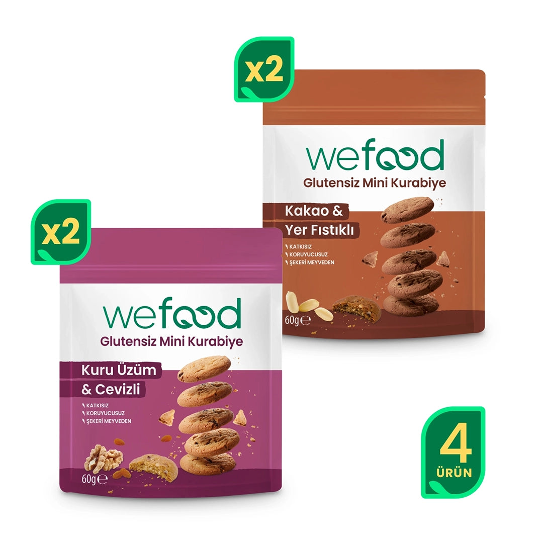 Wefood Glutensiz Mini Kurabiye Deneme Paketi 60 g 4'lü