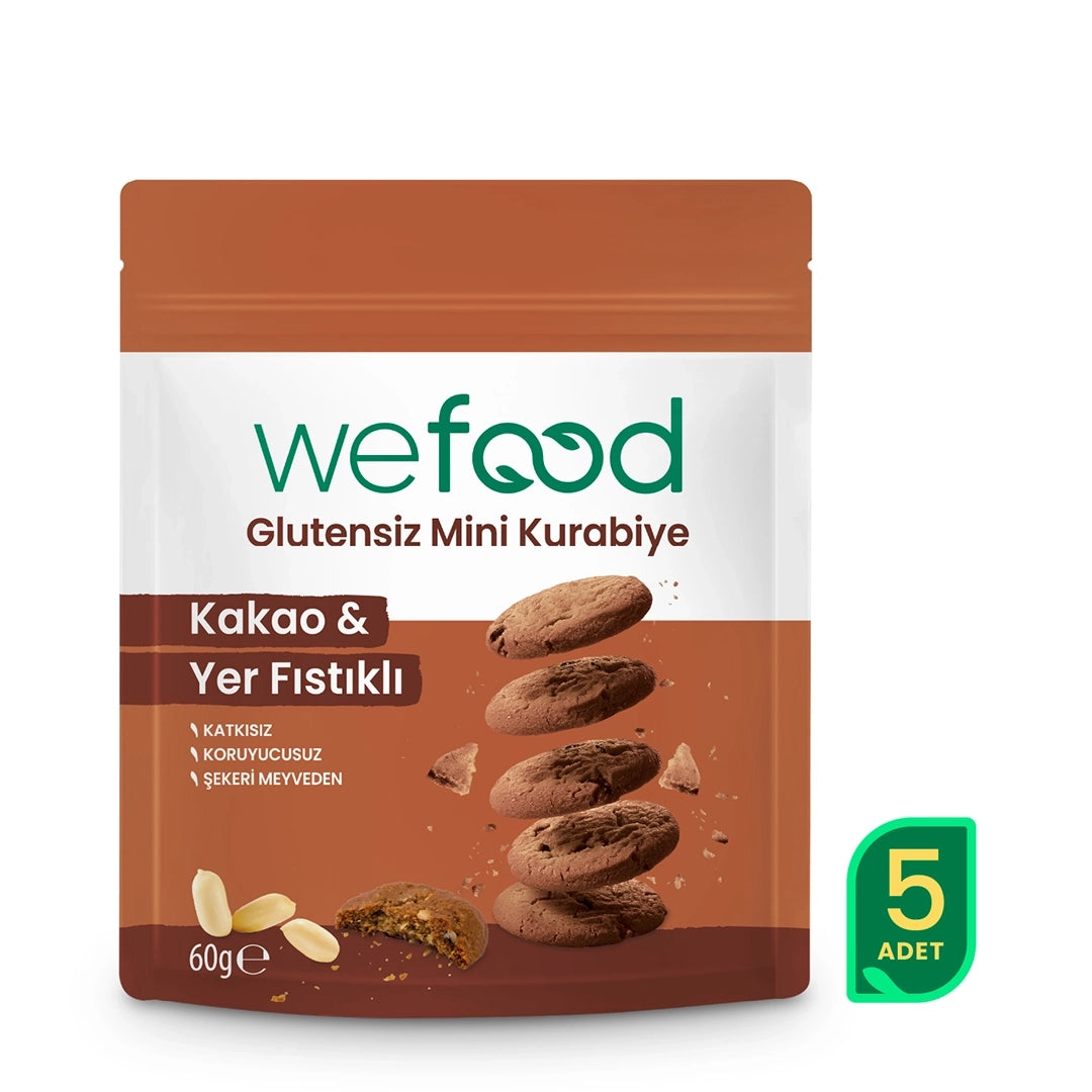 Wefood Glutensiz Mini Kurabiye Kakao & Yer Fıstıklı 60 g 5'li