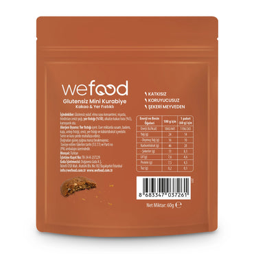 Wefood Glutensiz Mini Kurabiye Kakao & Yer Fıstıklı 60 g 3'lü