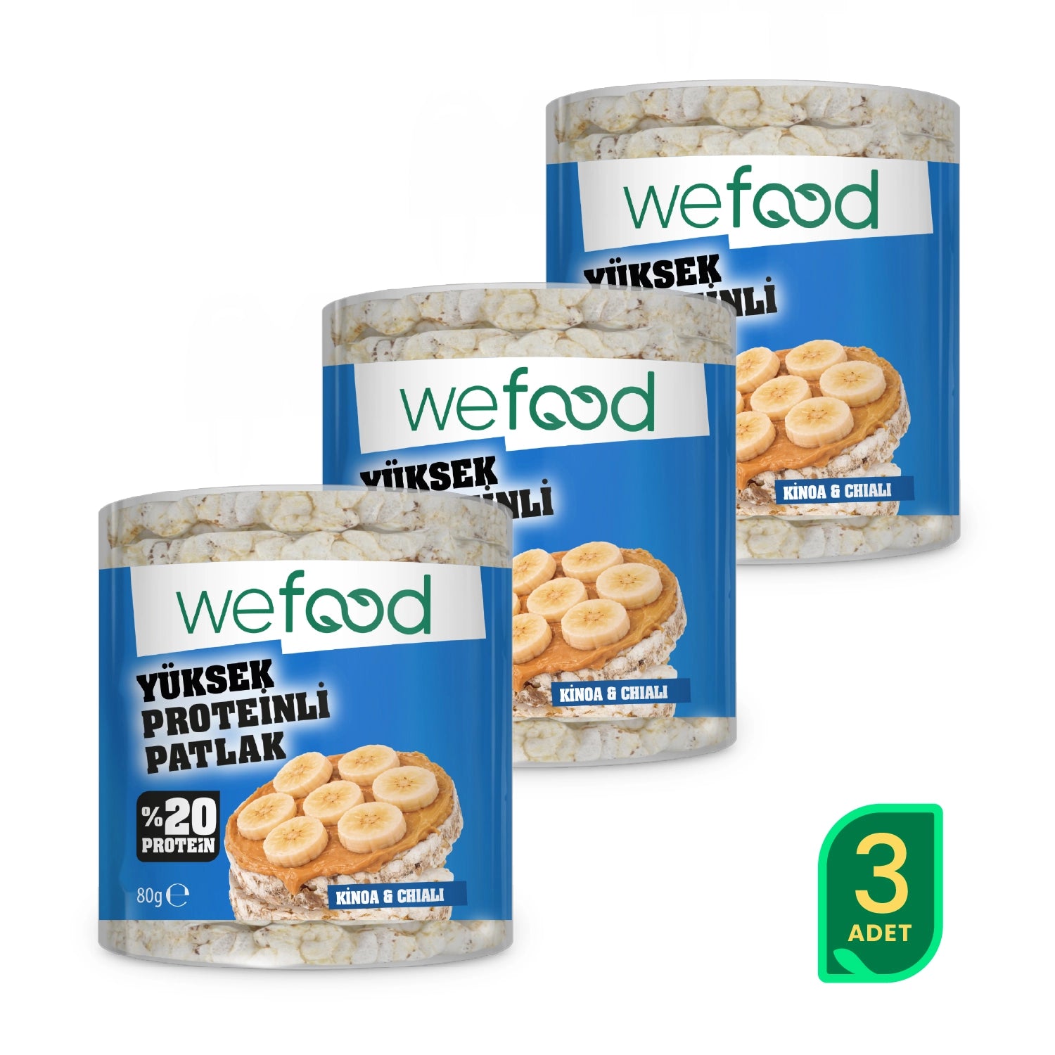 Wefood Kinoalı Protein Patlak 80 g 3'lü