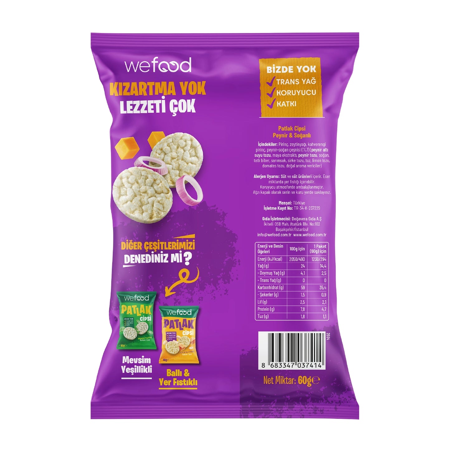 Wefood Peynir & Soğanlı Patlak Cipsi 60 g 8'li