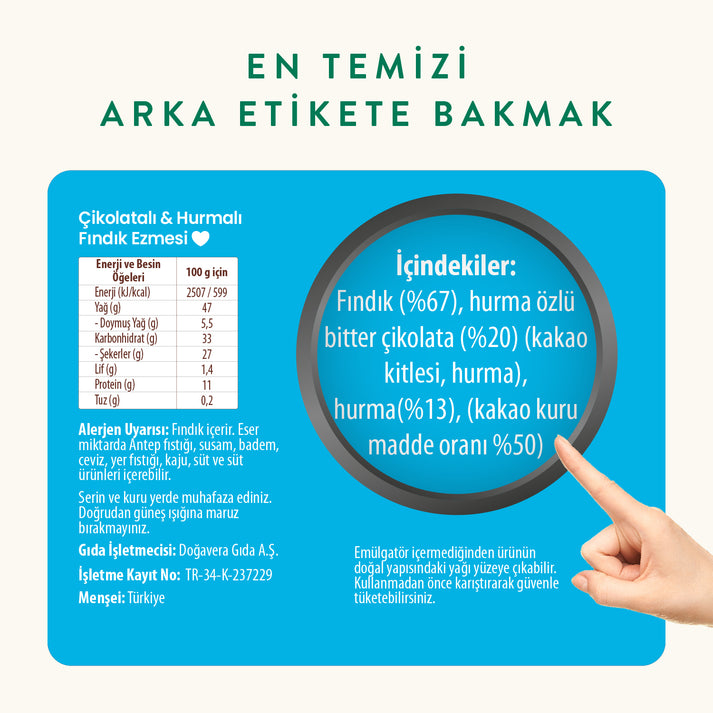Wefood Çikolatalı Hurmalı Fındık Ezmesi (Şekersiz, Katkısız) 200 gr