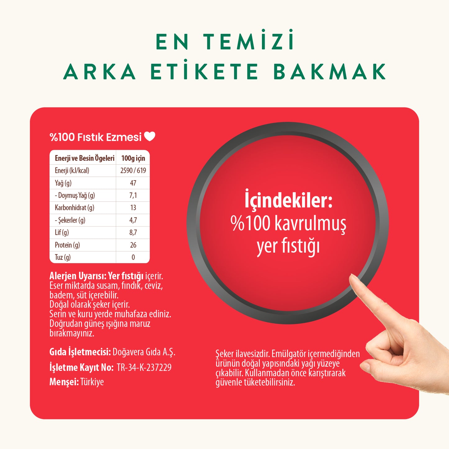 Wefood Şekersiz Sade %100 Fıstık Ezmesi 300 gr