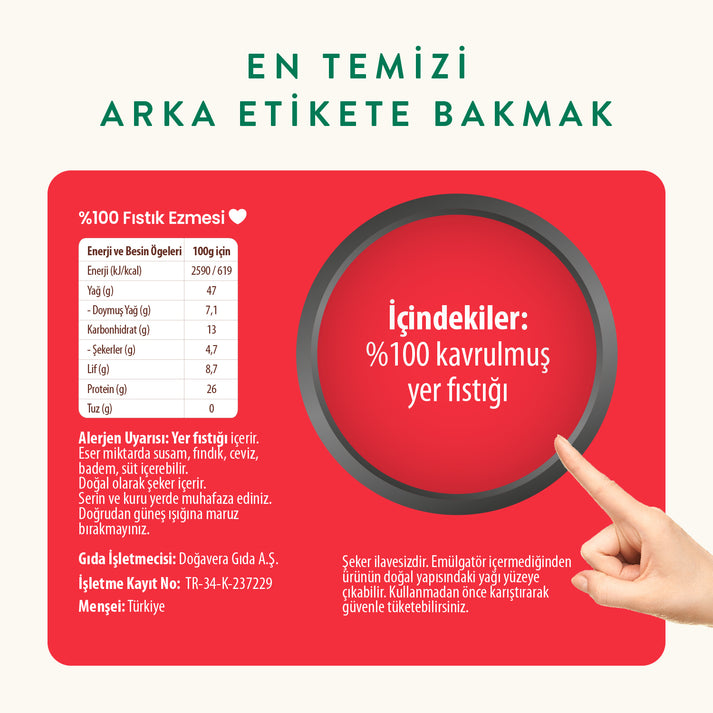 Wefood Şekersiz Sade %100 Fıstık Ezmesi 300 gr