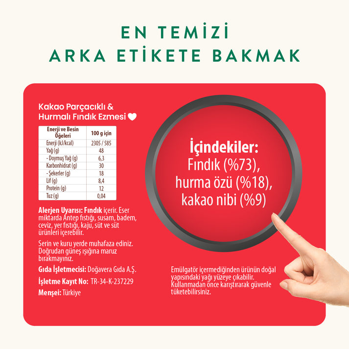 Wefood Kakao Parçacıklı & Hurmalı Fındık Ezmesi 200 gr