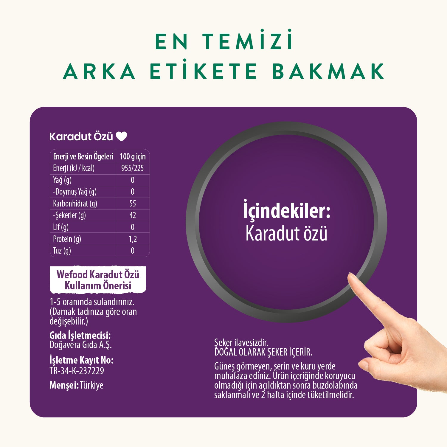Wefood Karadut Özü 335 gr (Soğuk Sıkım)