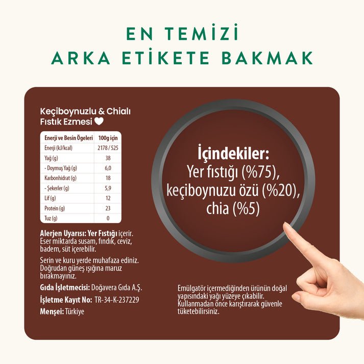 Wefood Keçiboynuzlu & Chialı Fıstık Ezmesi 300 g