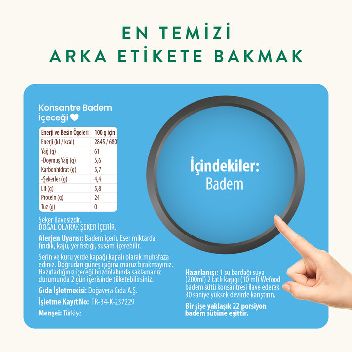 Wefood Konsantre Badem İçeceği (%100 Badem) 220 gr