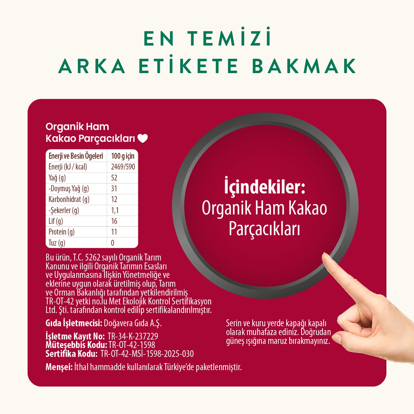 Wefood Organik Ham Kakao Parçacıkları 150 gr (Kakao Nibs)
