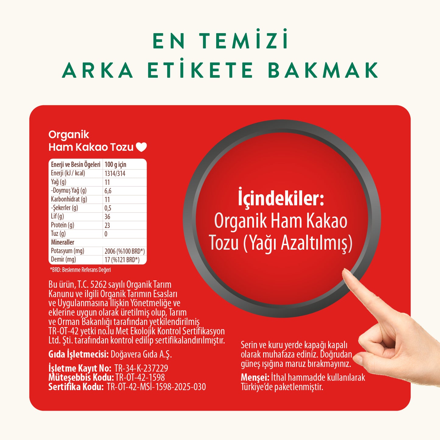 Wefood Organik Ham Kakao Tozu 140 gr