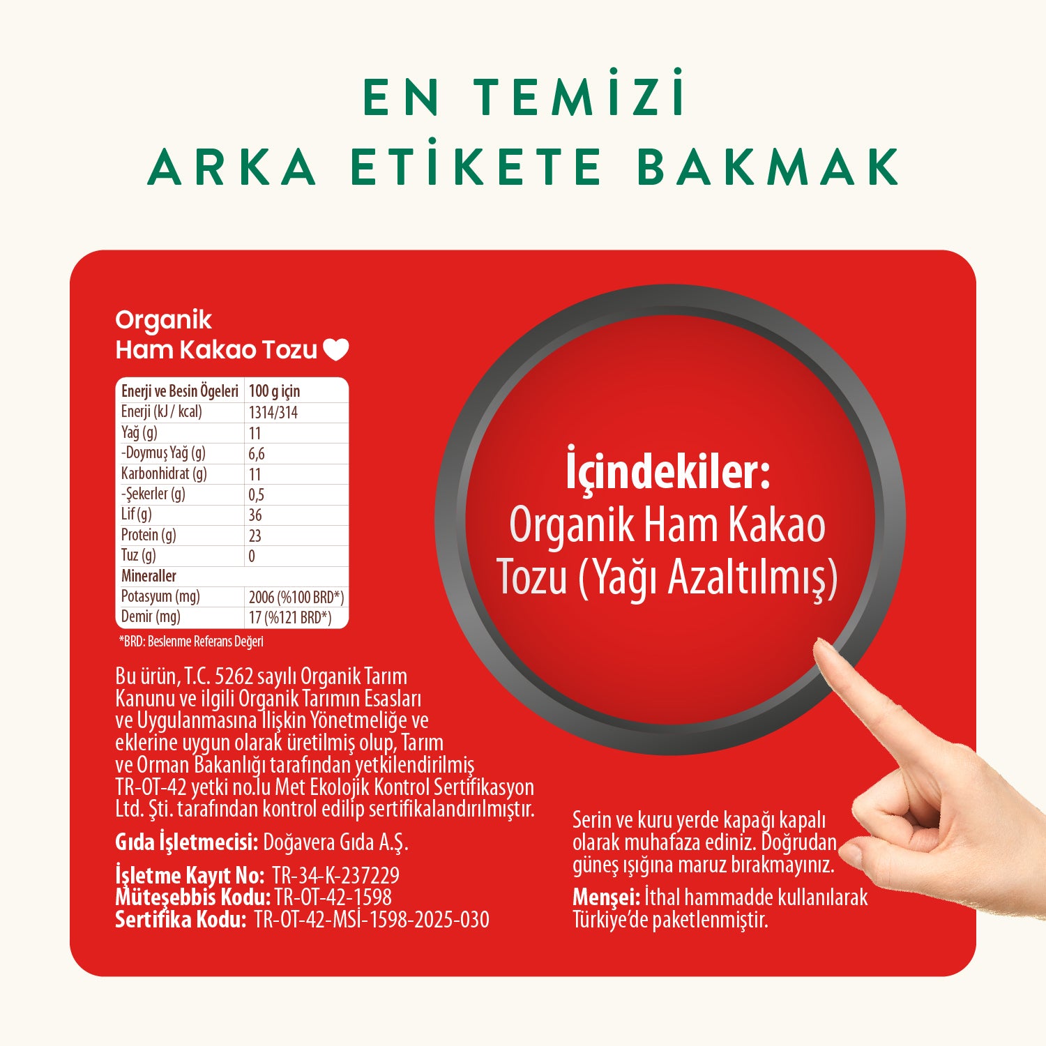 Wefood Organik Ham Kakao Tozu 140 gr