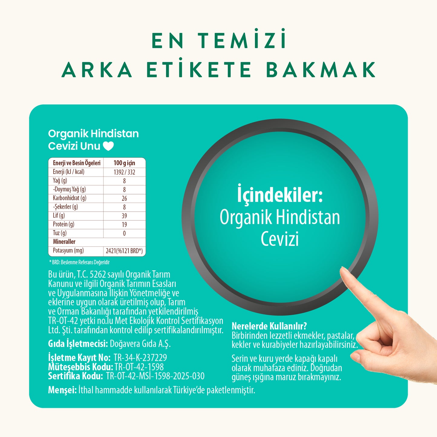 Wefood Organik Glutensiz Hindistan Cevizi Unu 320 gr (Organik Sertifikalı)