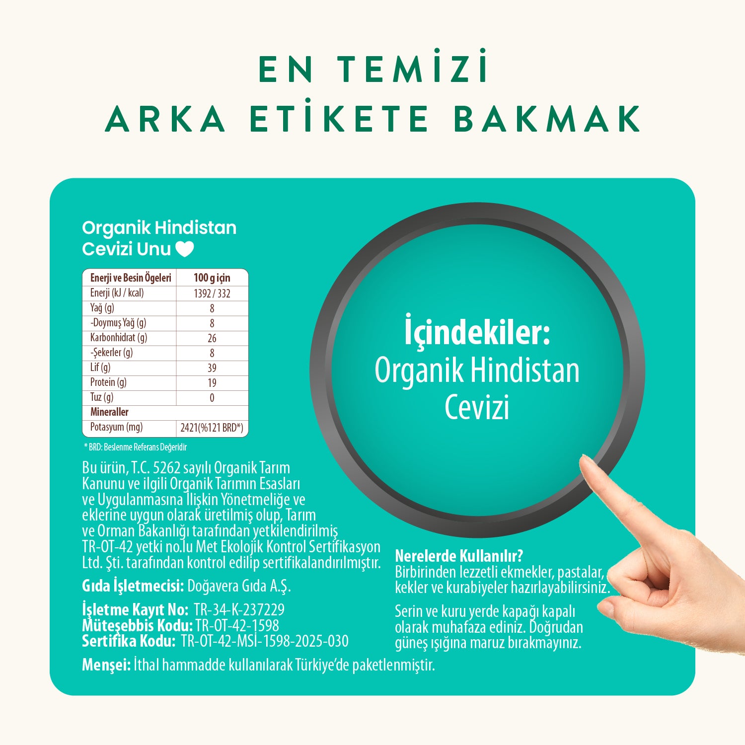 Wefood Organik Glutensiz Hindistan Cevizi Unu 320 gr (Organik Sertifikalı)