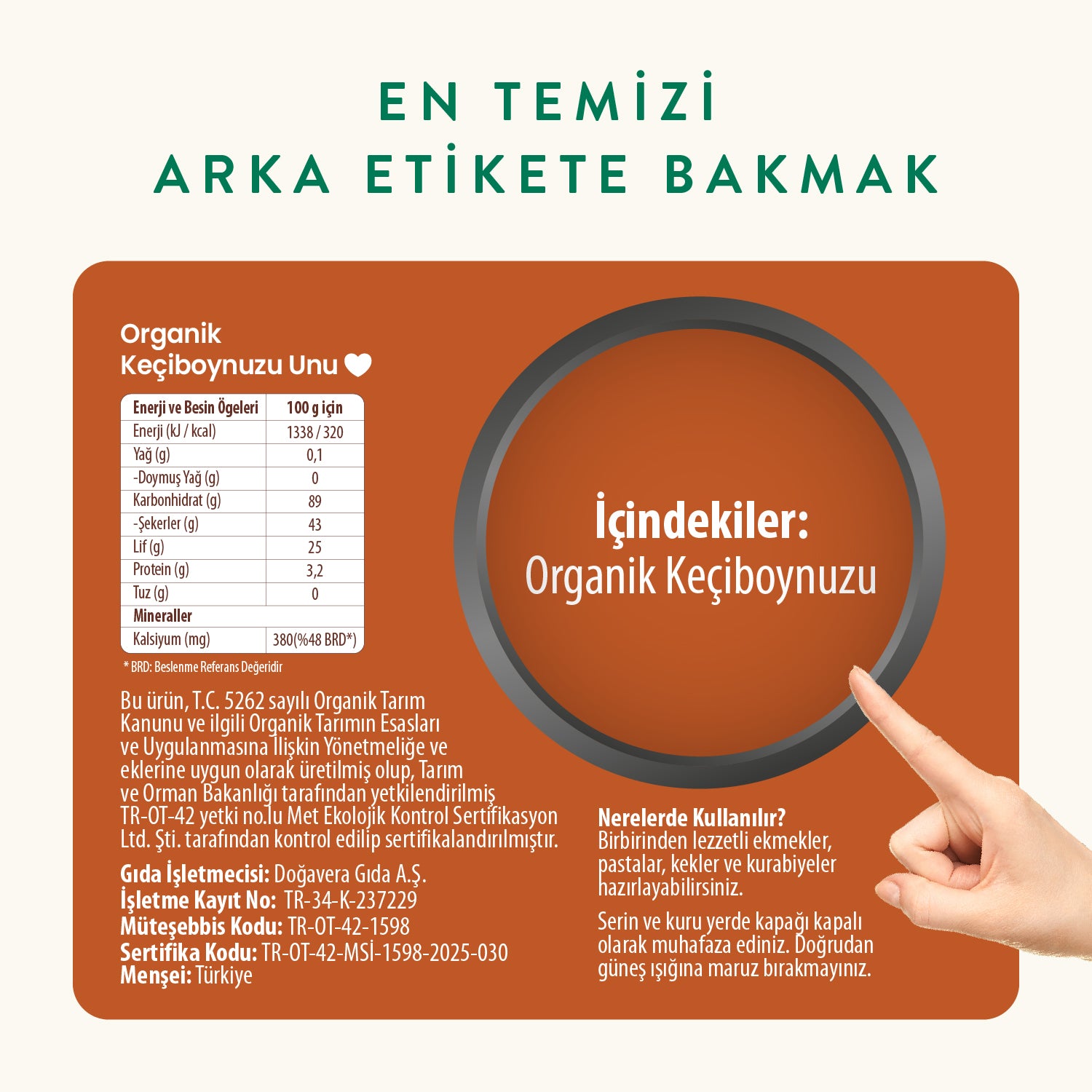 Wefood Organik Glutensiz Keçiboynuzu Unu 320 gr