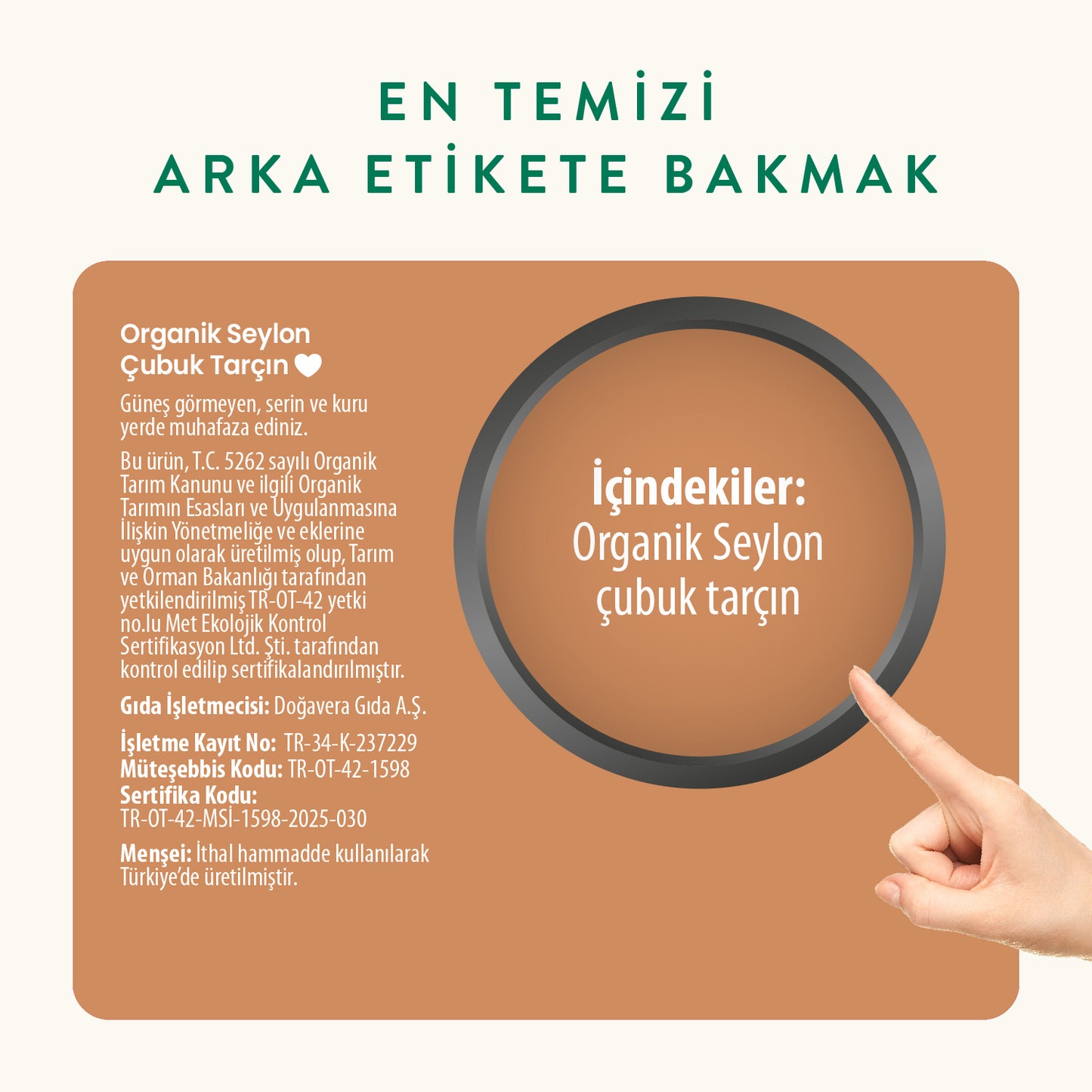 Wefood Organik Seylon Tarçın Çubuk 20 gr