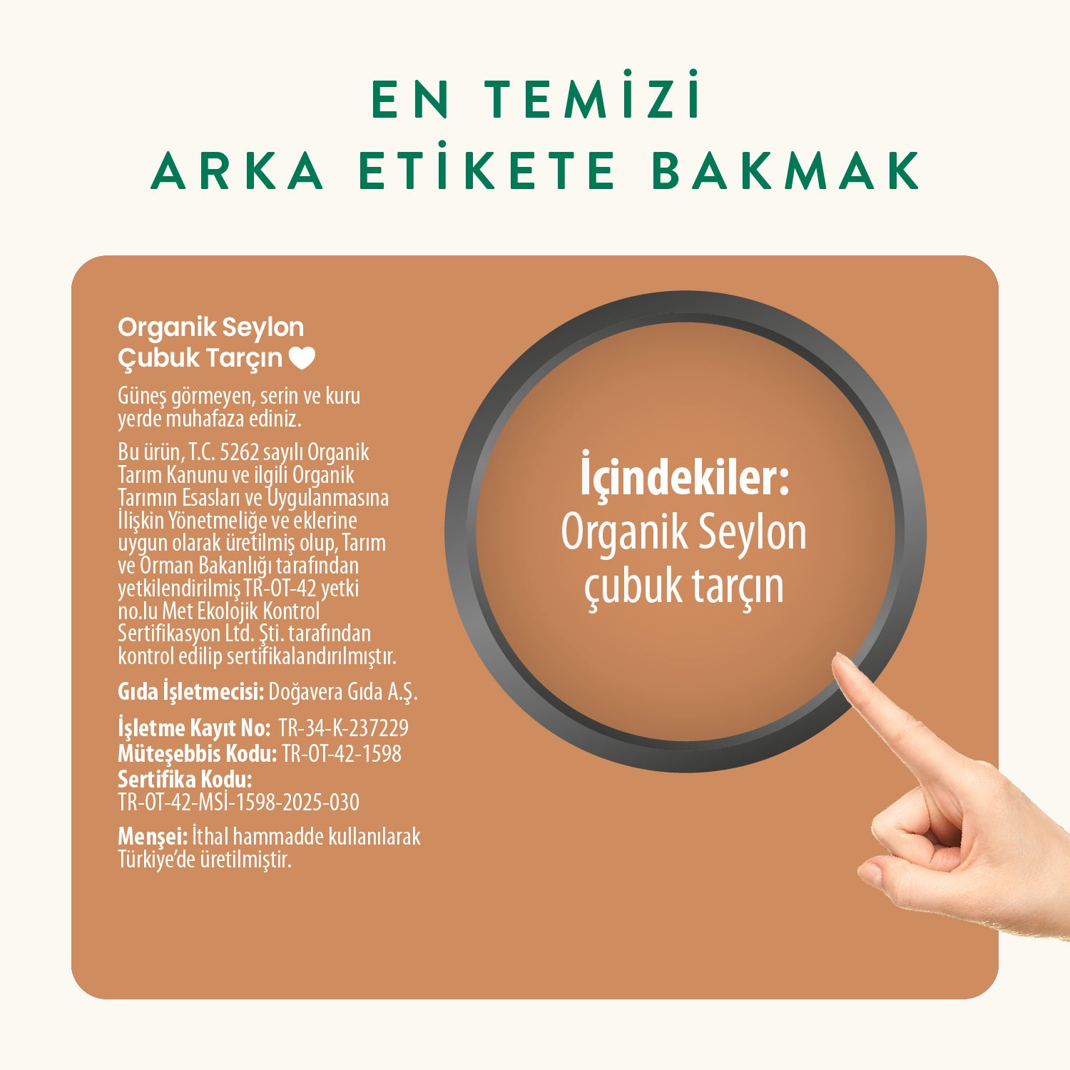 Wefood Organik Seylon Tarçın Çubuk 20 gr