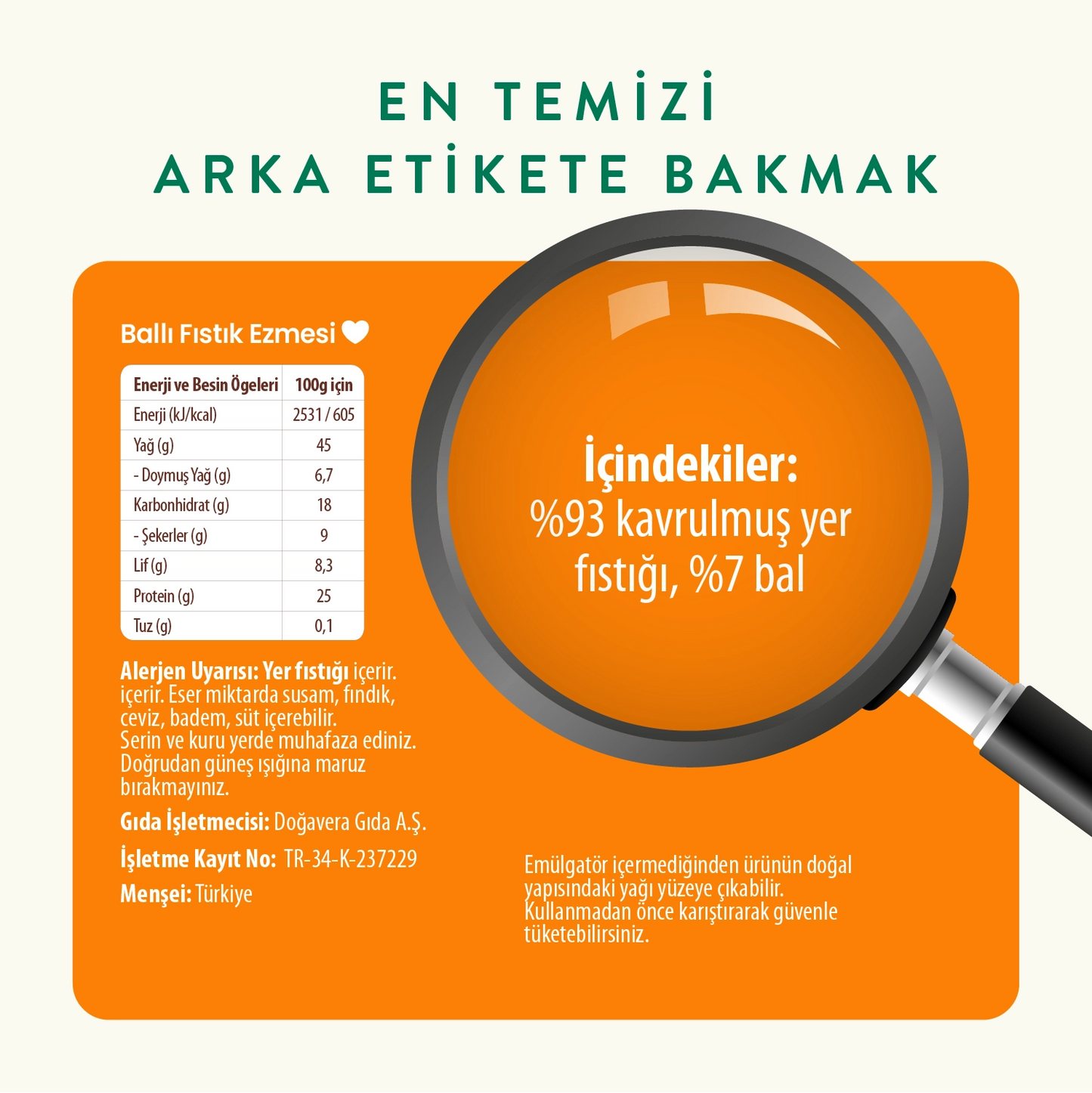 Wefood Şekersiz Ham Ballı Fıstık Ezmesi 300 gr (Fıstık Parçacıklı)