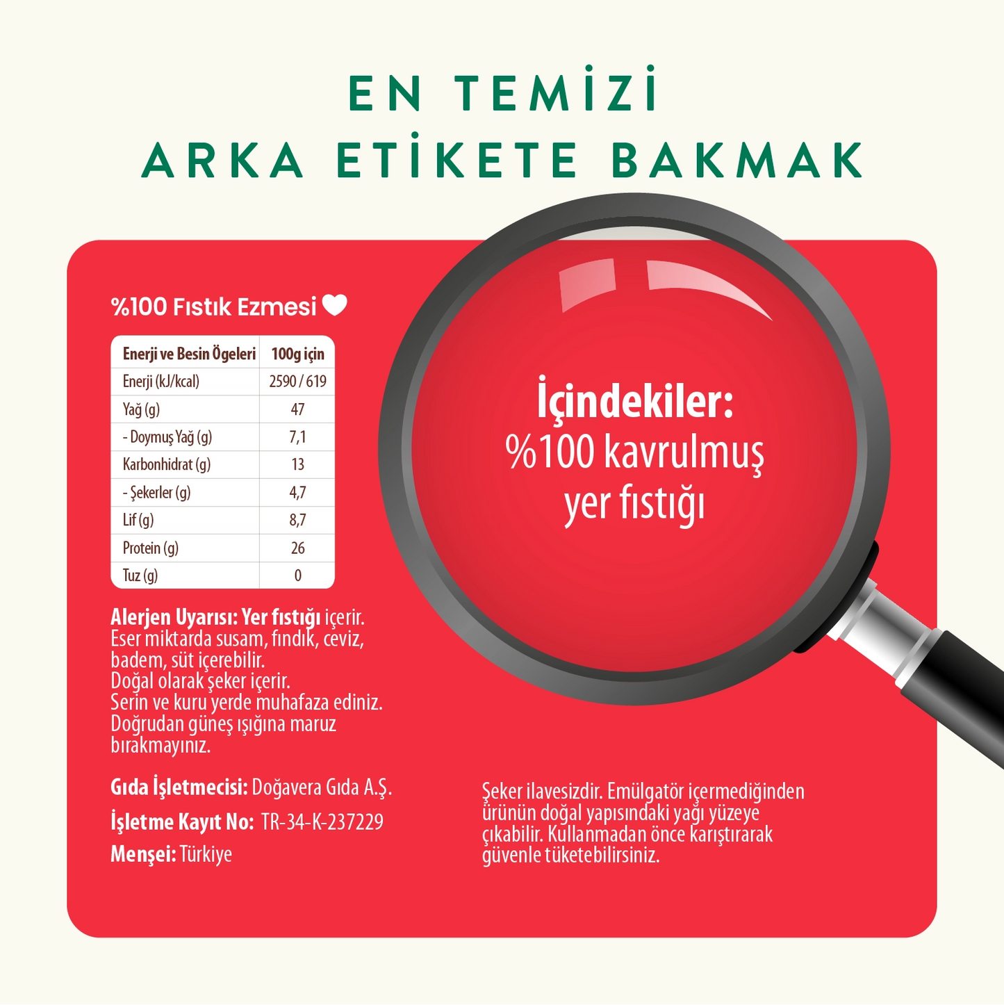 Wefood Şekersiz Sade %100 Fıstık Ezmesi 300 gr