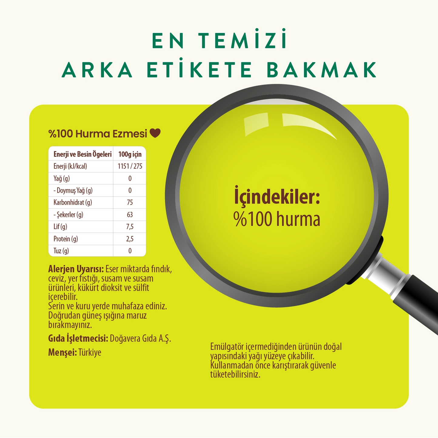 Wefood %100 Sade Hurma Ezmesi 400 gr