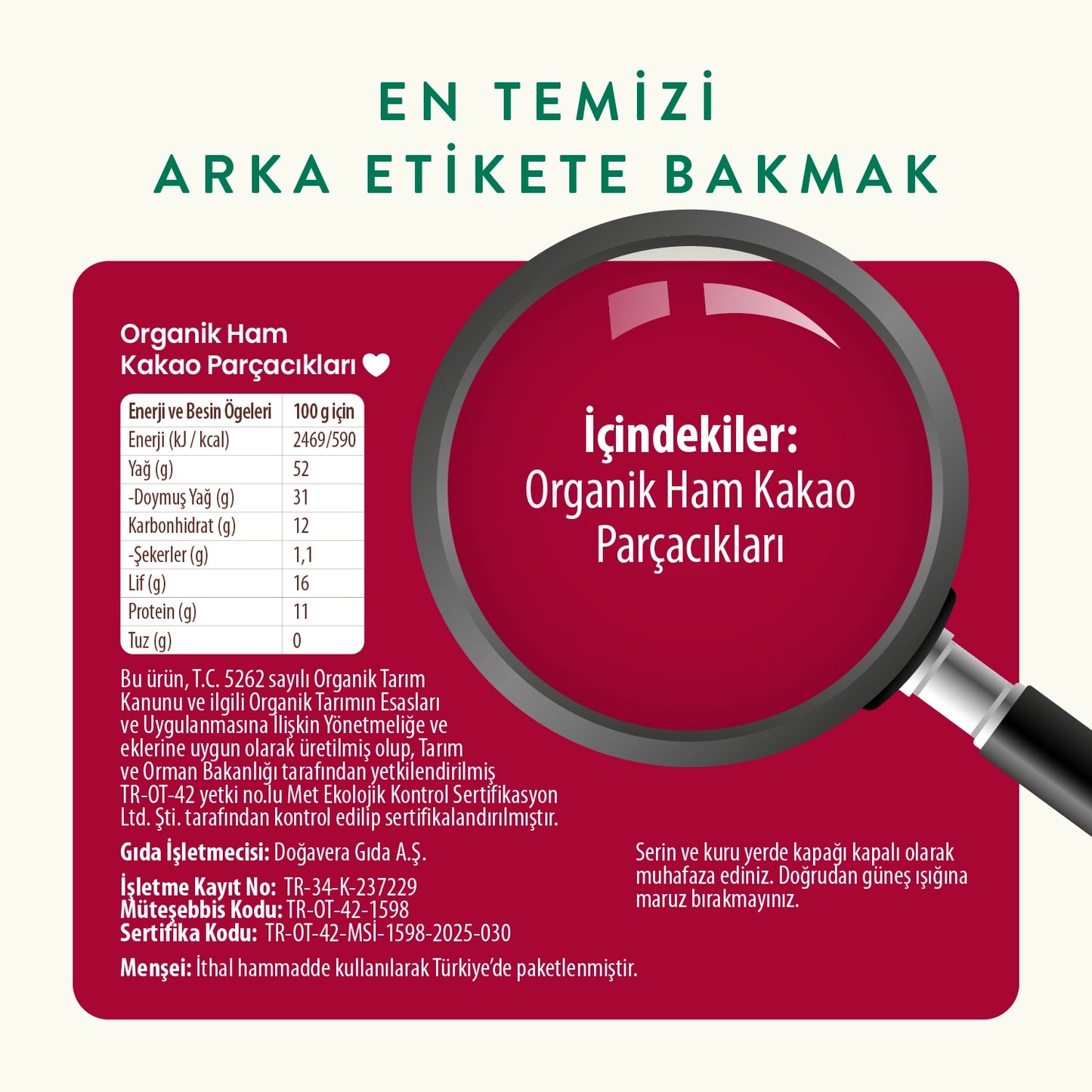 Wefood Organik Ham Kakao Parçacıkları 150 gr (Kakao Nibs)