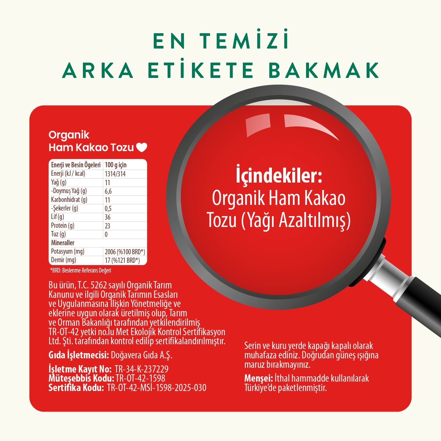 Wefood Organik Ham Kakao Tozu 140 gr