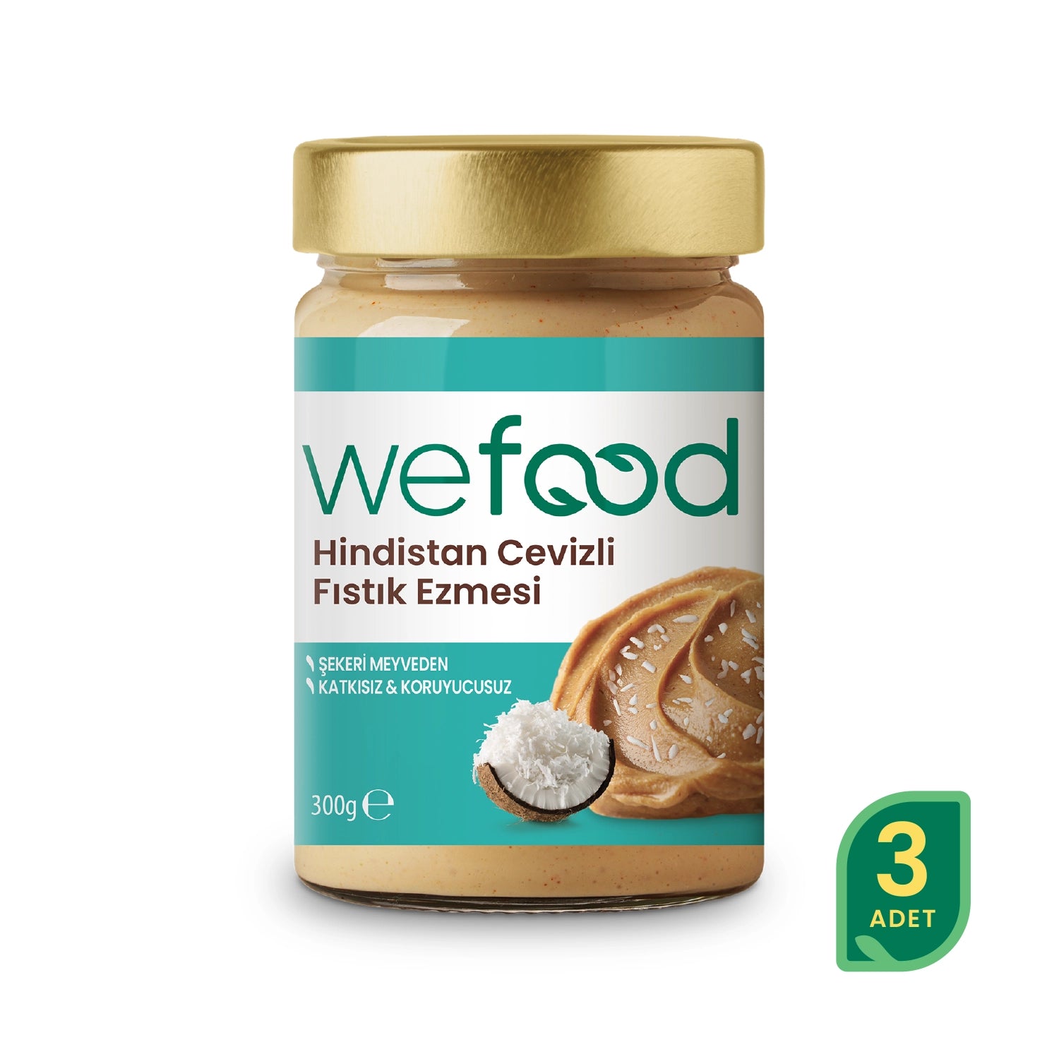 Wefood Hindistan Cevizli Fıstık Ezmesi 300 gr 3'lü