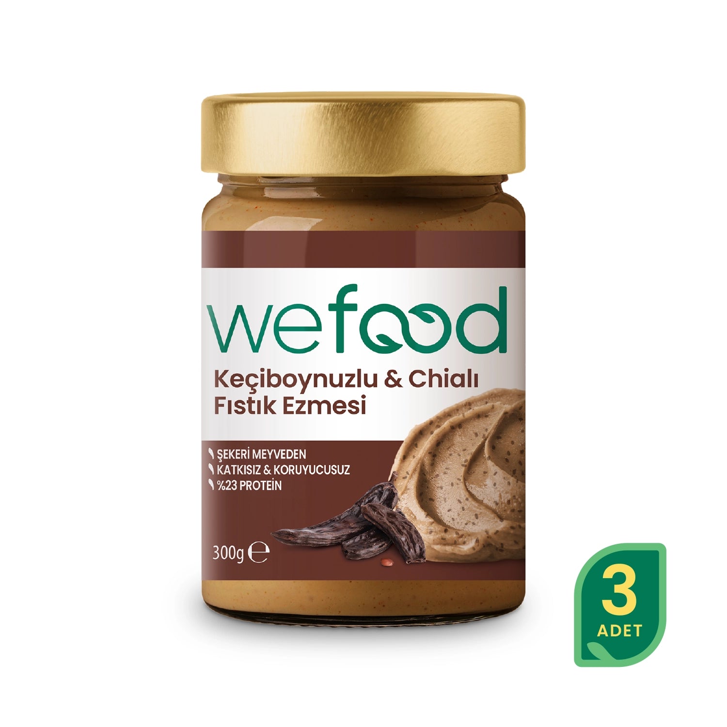 Wefood Keçiboynuzlu & Chialı Fıstık Ezmesi 300 g 3'lü