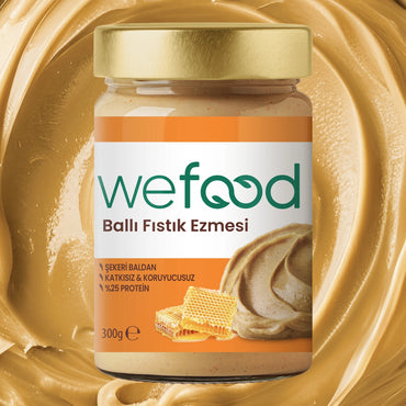 Wefood Şekersiz Ham Ballı Fıstık Ezmesi 300 gr (Fıstık Parçacıklı)