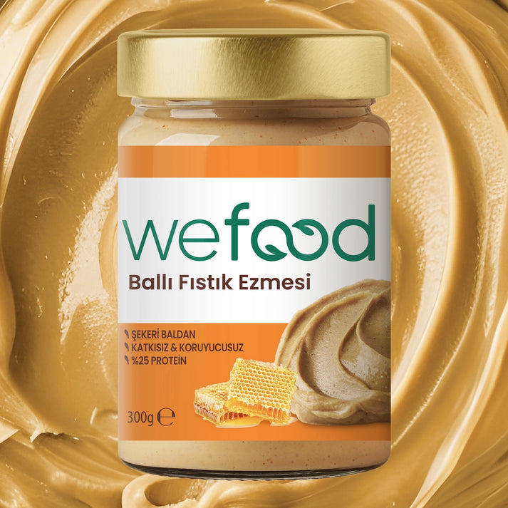 Wefood Şeker İlavesiz Ham Ballı Fıstık Ezmesi 300 gr (Fıstık Parçacıklı)